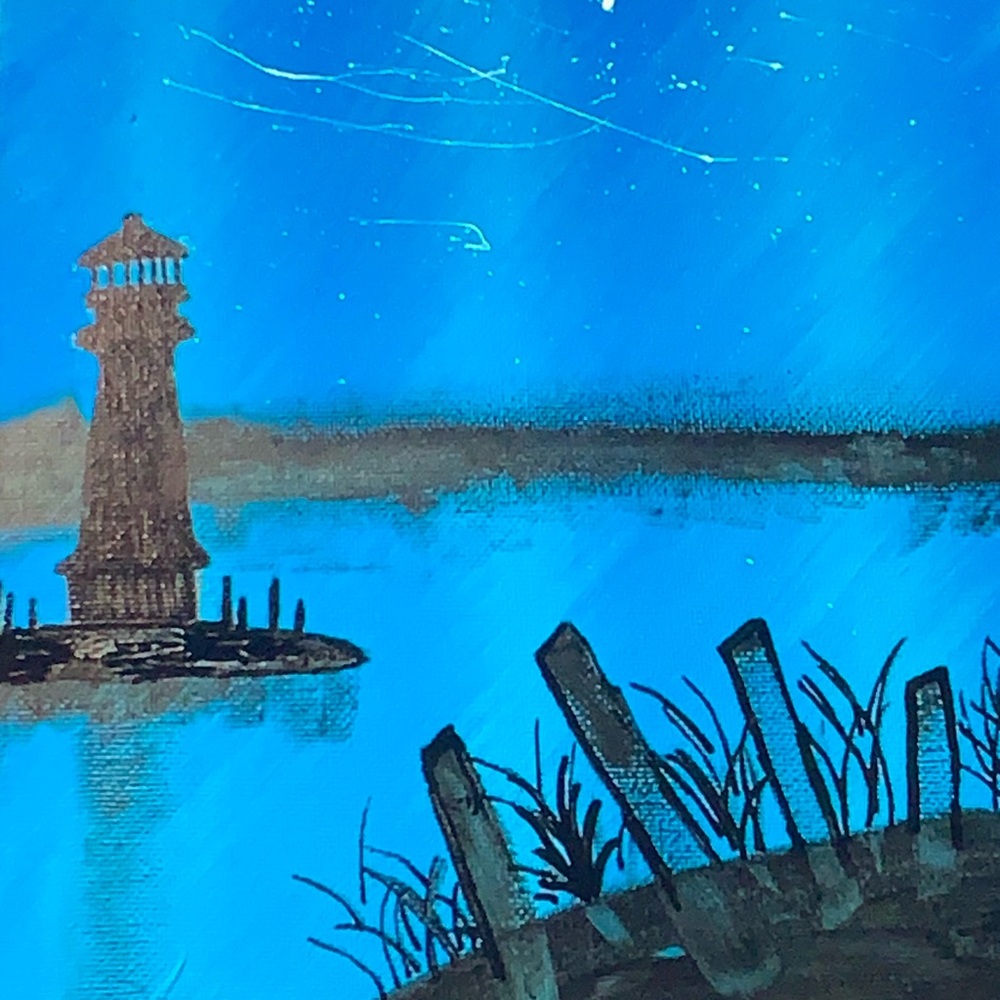 Blue and Black Coastal Art Print